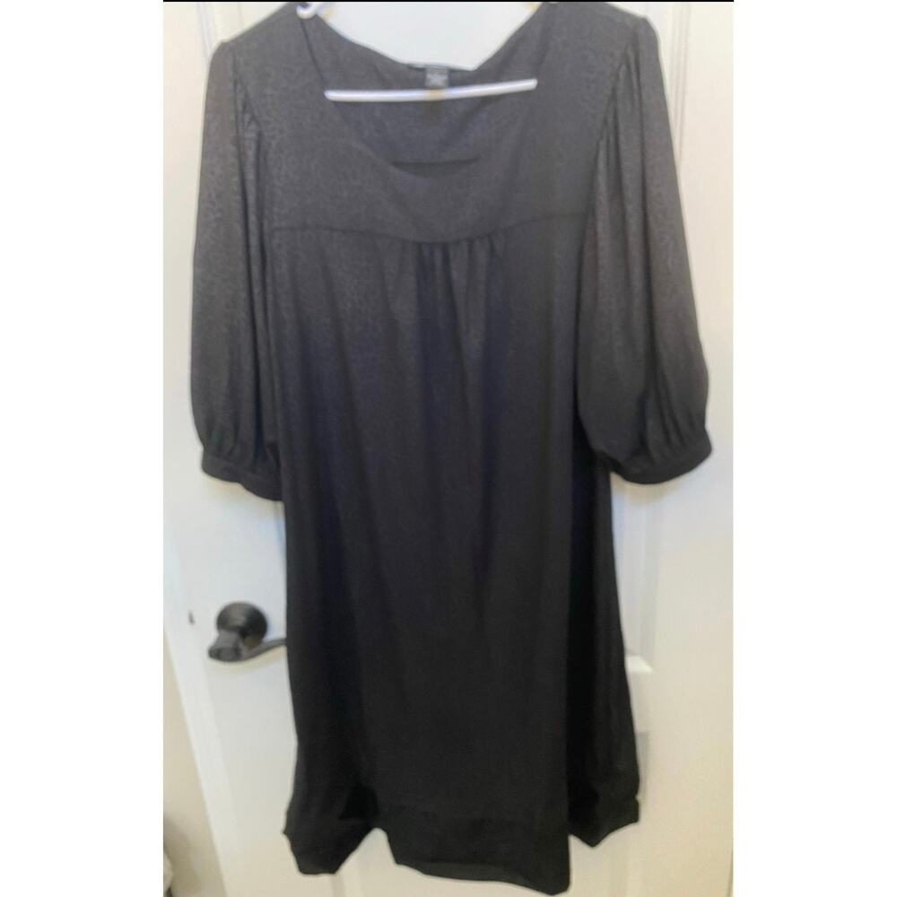 INC international concepts black on black leopard print dress SZ L